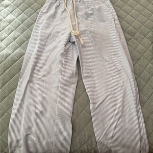 Blue and White Striped Lounge Pants